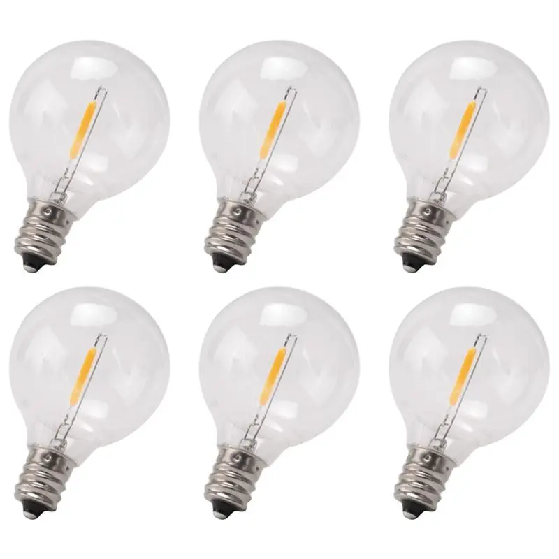 Kitchen Appliance 6Pcs G40 Led Replacement Light Bulbs, E12 Screw Base Shatterproof LED Globe Bulbs For Solar String Lights Warm