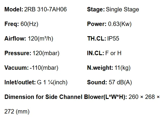 منفاخ الهواء 2RB-310-7AH06 700 واط منفاخ الضغط العالي دوامة مضخة هواء منفاخ الغبار الصناعي 2RB 310 منفاخ