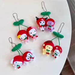 Sanrio Cherry Series плюшевая кукла-подвеска Hello Kitty Cinnamoroll Kuromi Pom Pom Purin милая мультяшная кукла-брелок для ключей в подарок