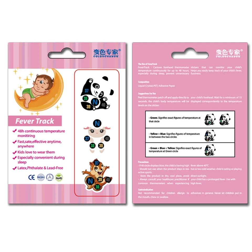 Temperature Check Stickers Fun Baby Thermometer Strips Head Thermometer Fever Temperature Test FT-Z-900