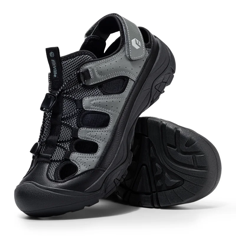 

Мужские сандалии FitVille широкой посадки с закрытым носком для походов и водных видов спорта, с поддержкой свода стопы для опухших ног, нескользящая летняя обувь