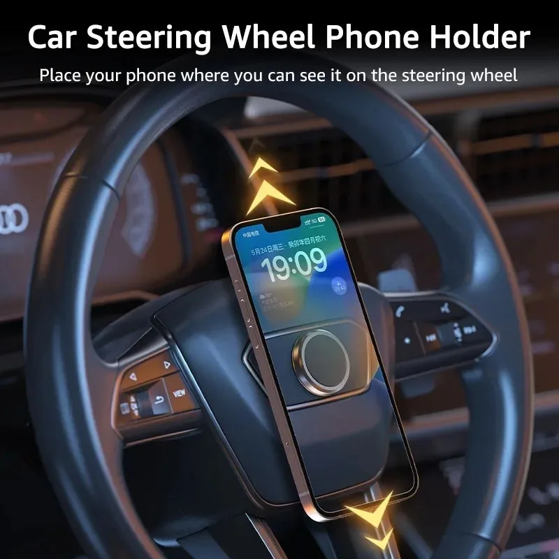 Magnetic Car Steering Wheel Phone Holder Smartphone Stand Universal Strong Magnet Car Mobile Phone Mount Support GPS Brackets