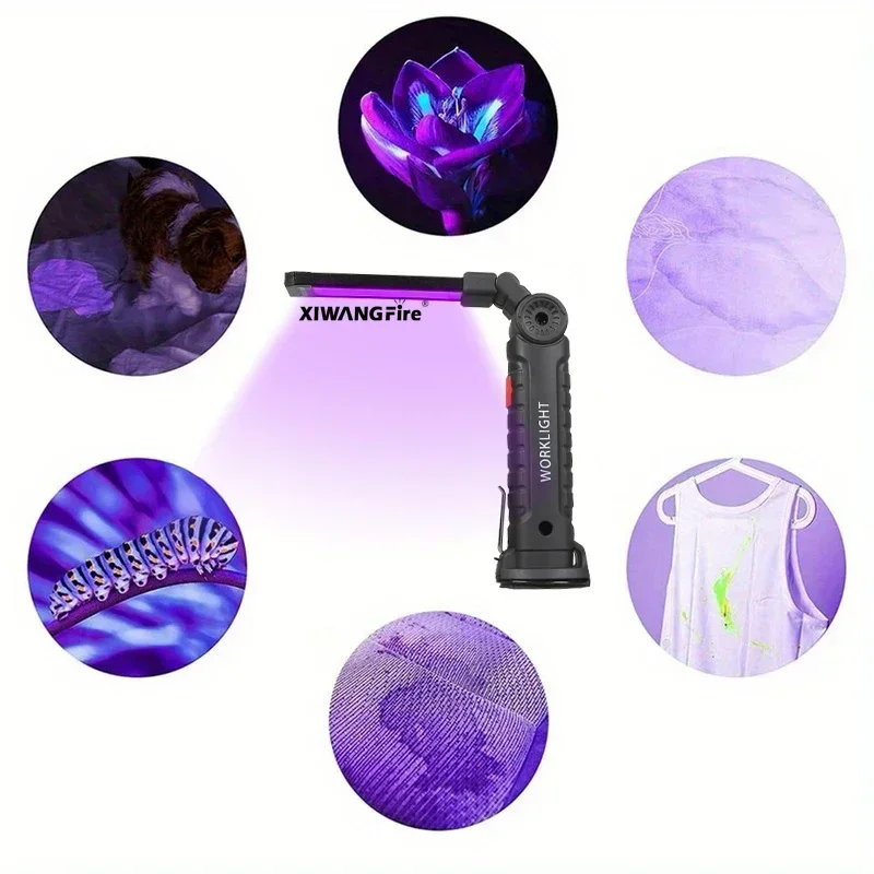 395nm UV ไฟฉาย-แม่เหล็กและตะขอชาร์จ 400mAh Blacklight สําหรับเรซิ่น Cure,คราบสัตว์เลี้ยง, scorpion ค้นหา (แบบพกพา)