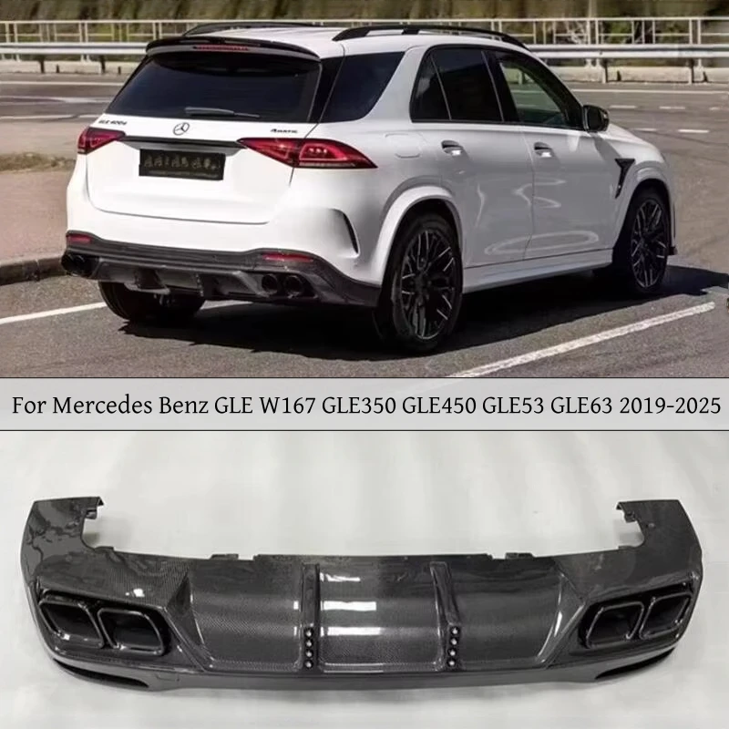

Real Carbon Fiber Rear Diffuser Lip Spoiler Exhaust Throat Kit For Mercedes Benz GLE W167 GLE350 GLE450 GLE53 GLE63 2019-2025