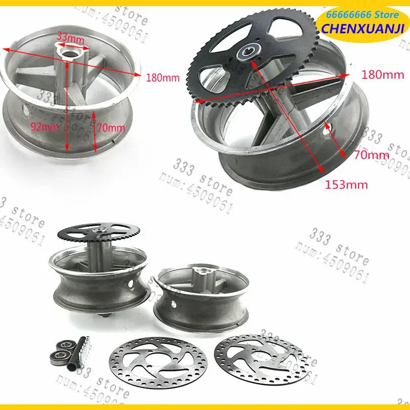 rear 110/50-6.5 and front 90/65-6.5 Aluminum alloy vacuum wheel hub for pocket bike 47cc 49cc motorcycle part