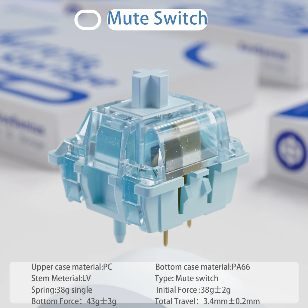 

35 штук тактильных переключателей Creamy Blue, 5-контактные, линейные, предварительно смазанные, бесшумные, совместимые с MX, для механической клавиатуры