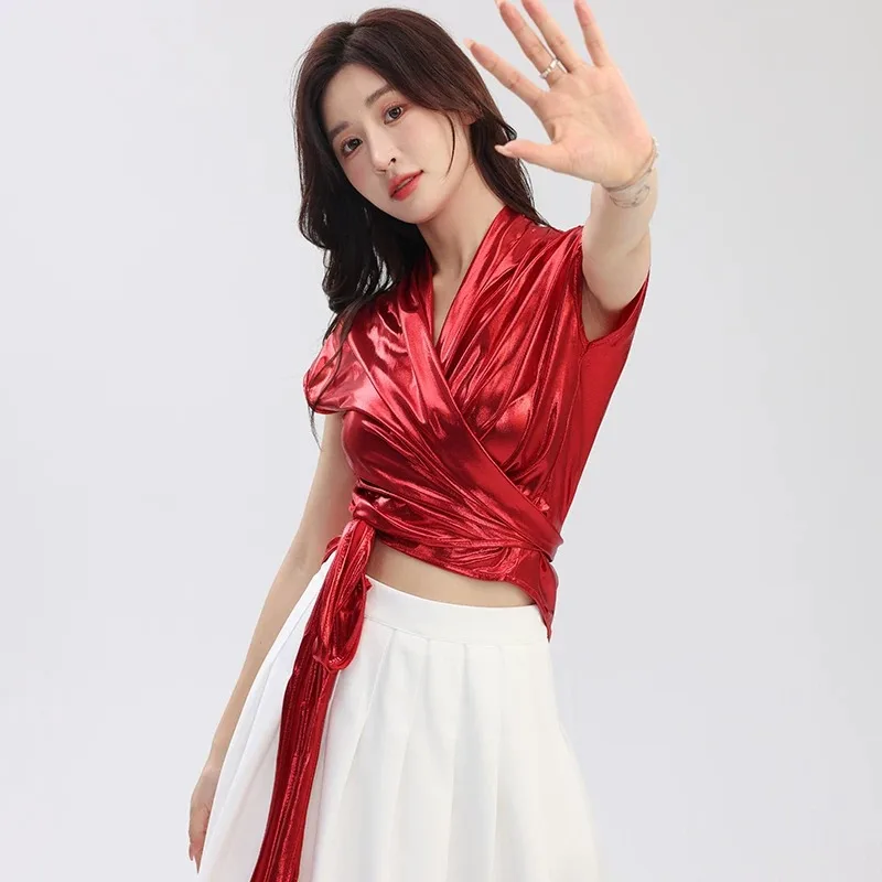 New sequined jazz dance costume female adult student cheerleading hip-hop DS performance costume modern street dance costume set