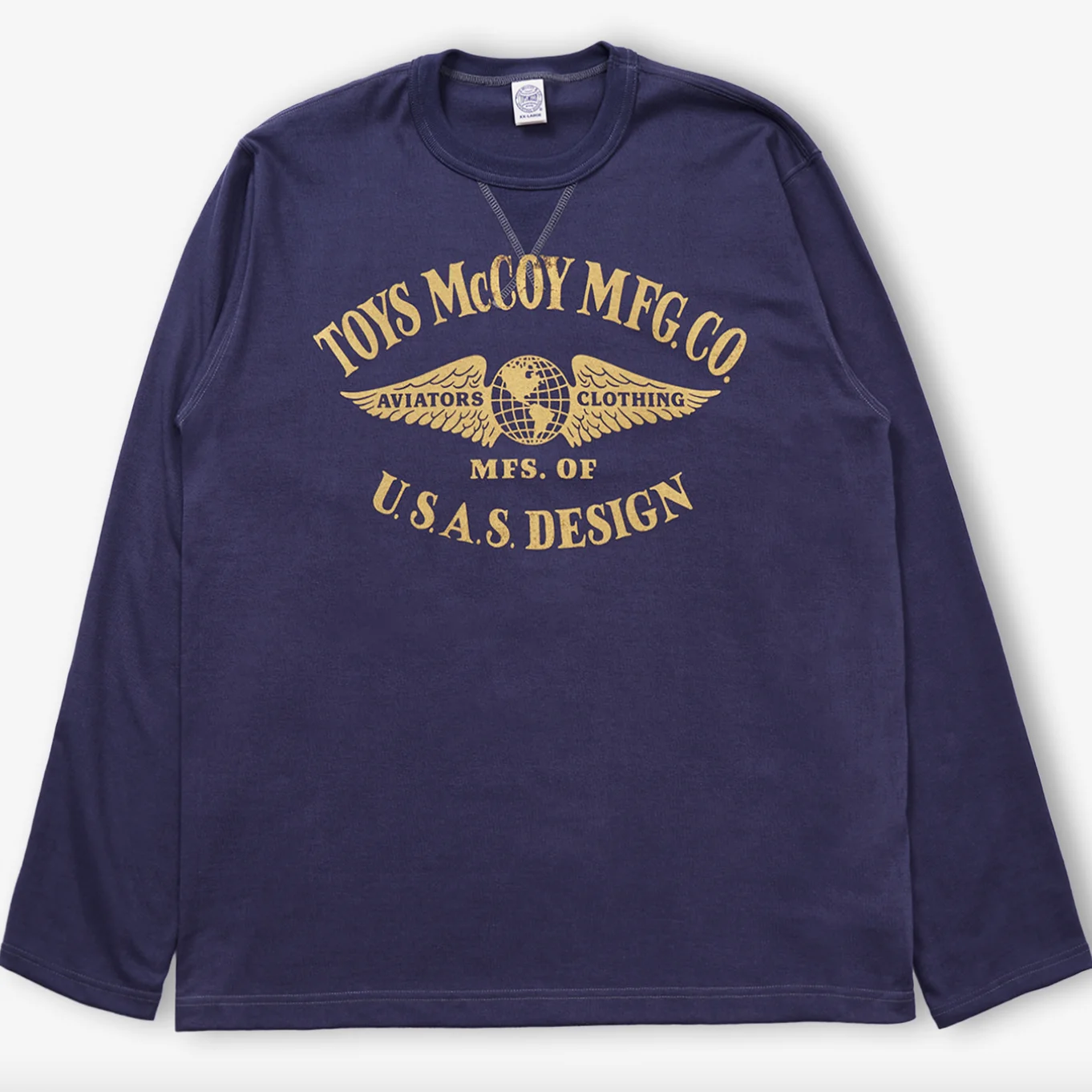 Camiseta Clássica de Manga Longa com Estampa Earth Double-Winged Toys McCoy, Retro, de Algodão, Casual, Gola Redonda, para Ho...