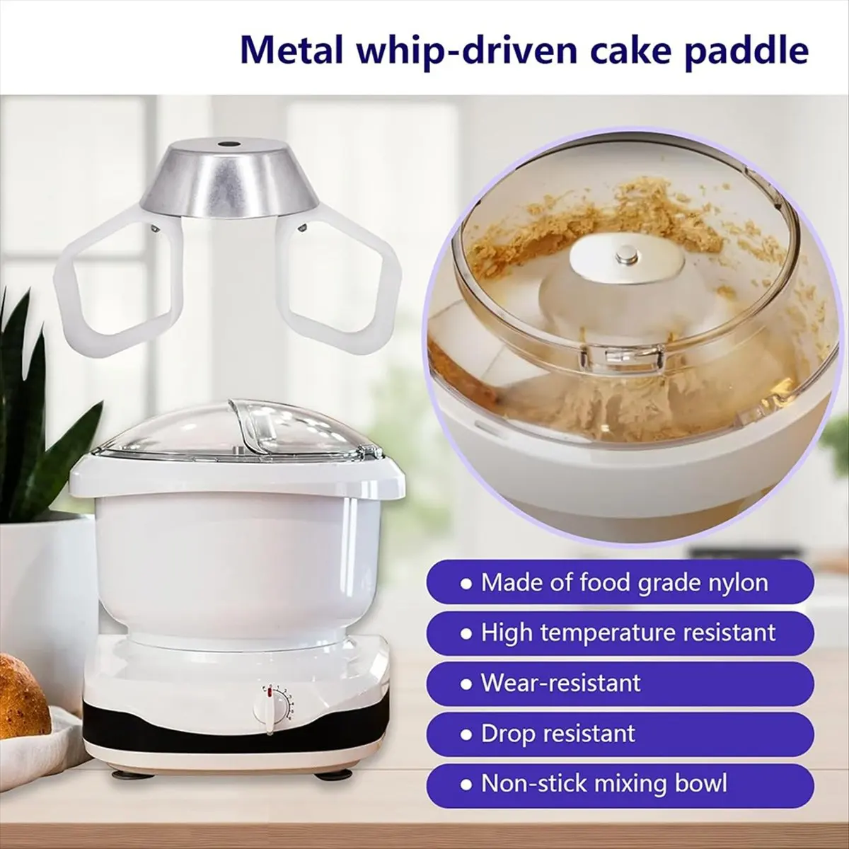 Cookie Paddles for Universal Mixer, 2 Pack Cookie Paddles for Mixer with Metal Whip Drive