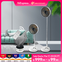 Portable Folding Fan 6000mAh USB Remote Control Air Cooler Silent Rechargeable Wireless Floor Standing Fan For Outdoor Home