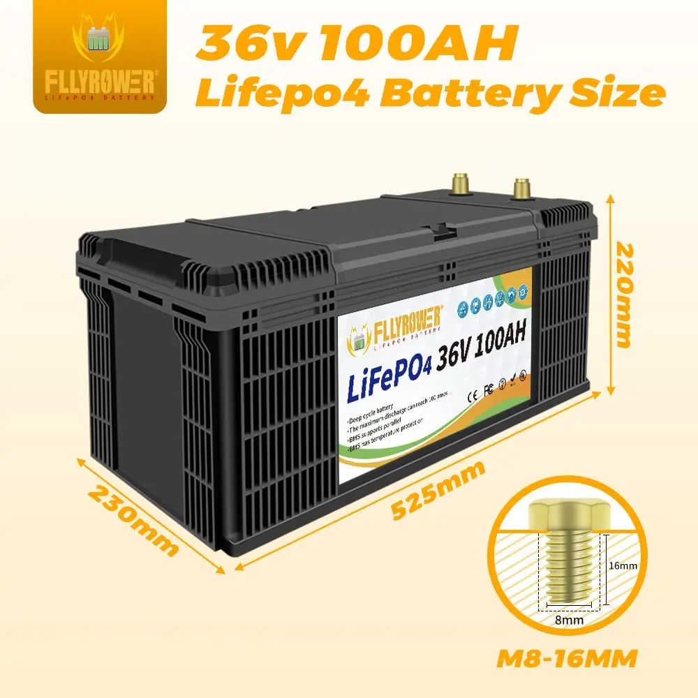 

Canada/USA 36V LiFePO4 Iron Phosphate Energy Battery Pack 40Ah 60Ah 80Ah 100Ah 120Ah With BMS For Golf Cart RV Campers Off-Road