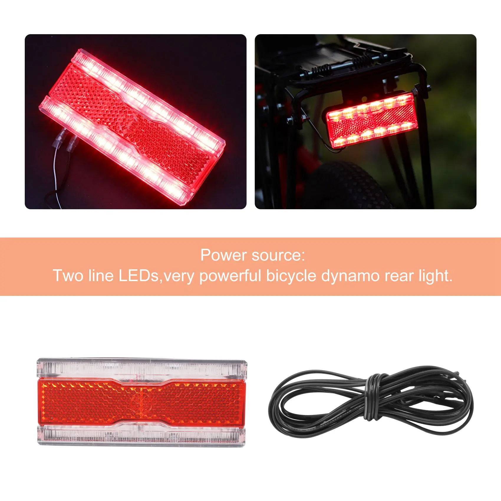 CGDS-Bike Dynamo Rear Light With Parking Light AC 6V 0.5W LED Bicycle Taillight Fit 50Mm Mount Hole Bicycle Rack Carrier Lamp