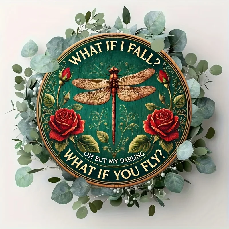 ديكور الغرفة 1 قطعة 8 × 8 بوصة (20 × 20 سم) علامات القصدير المعدنية العتيقة ديكور الحائط ماذا تقع أوه ولكن حبيبي ماذا إذا كنت تطير اليعسوب #4