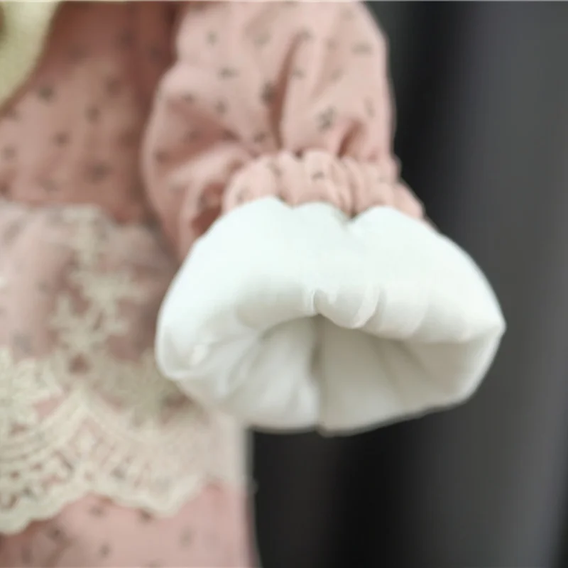 القطن معطف دمية طوق الدانتيل تقسم الصوف اصطف سترة 3 اللون الشتاء طفلة 80-120 سنتيمتر الاطفال ملابس خارجية دافئة #5