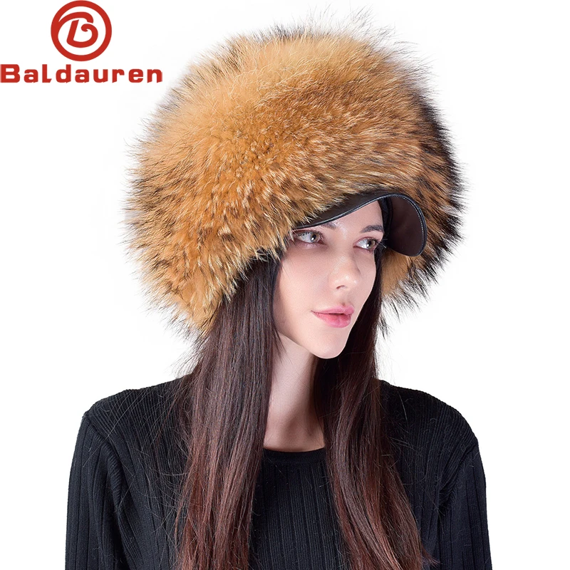 2024 New Fashion Earflap Hat Winter Women's Hat Real Fox Fur Hats Headgear Russian Girls Real Fox Fur Beanies Cap