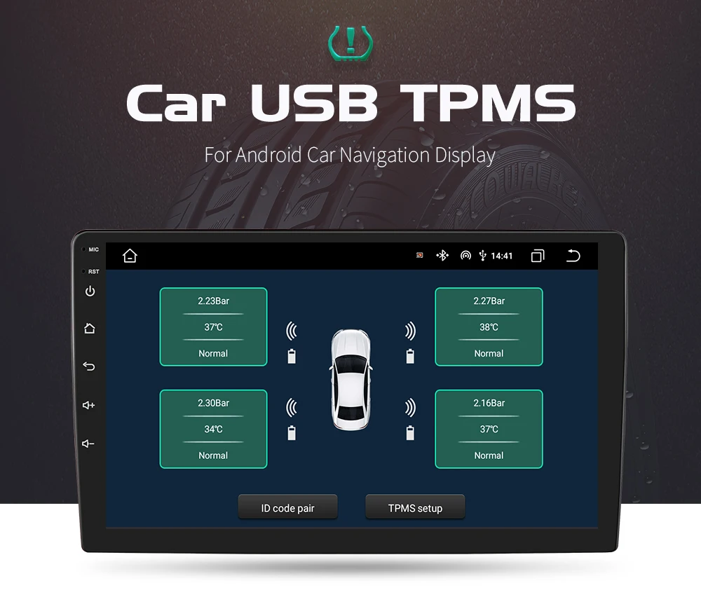 Hizpo TPMS (Tire Pressure Monitoring System) EU Car USB for Android Multimedia Player Navigation Display Head Unit Autoradio