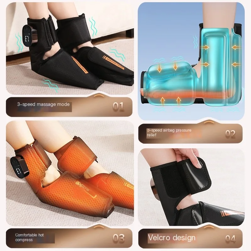 Electric Foot Massager with Air Pressure Kneading Hot Compress Function Sole Airbag for Ankle And Foot Joint Fatigue Relaxation
