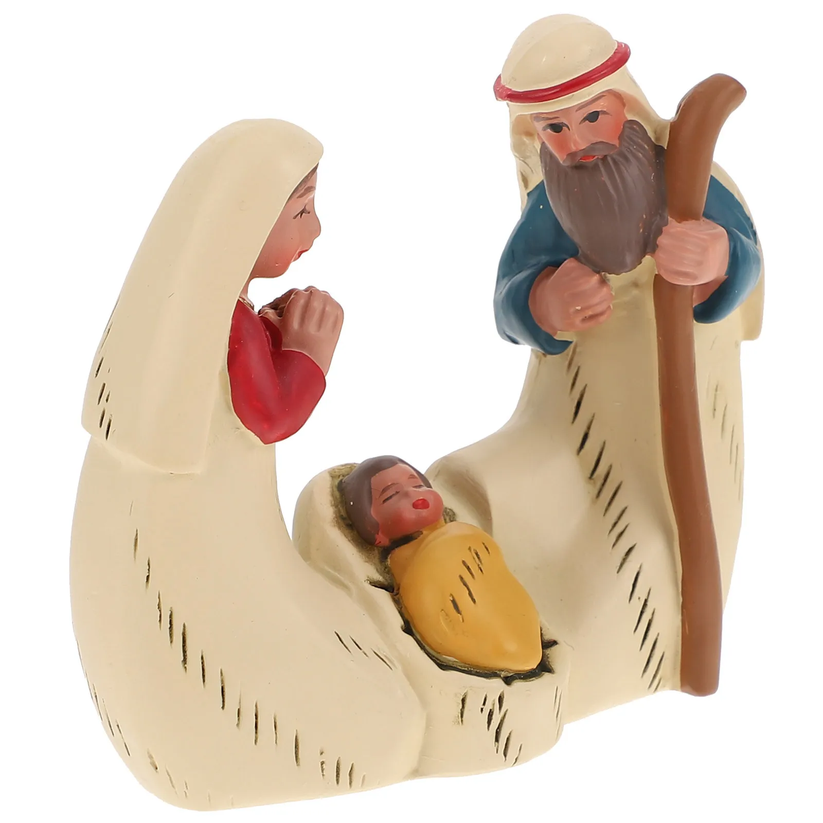 

1Pcs Jesus Birth Desktop Ornament Resin Nativity Scene Decoration Tabletop Christian Home Church Adornment