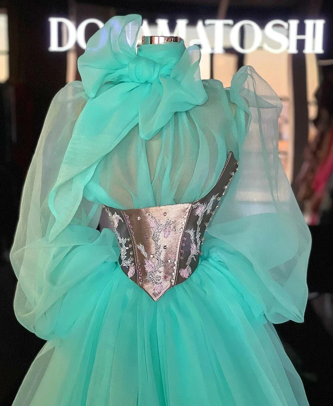 فساتين حفلة موسيقية تركواز هوت كوتور بأكمام طويلة تول المملكة العربية السعودية دبي رداء دي سواريه فستان سهرة مخصص