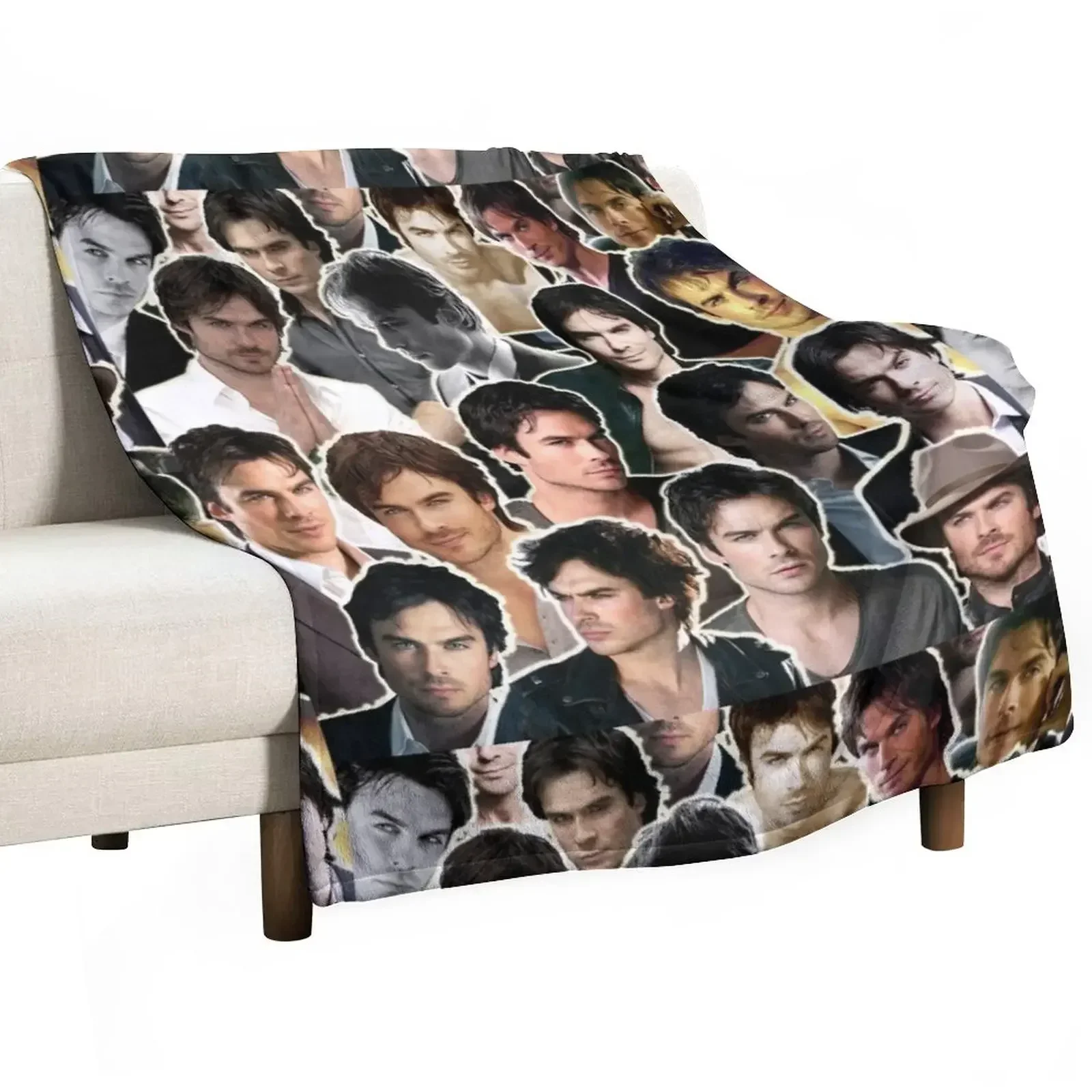 Ian Somerhalder collage Damon - Sagittarius Throw Blanket heavy to sleep blankets and throws Flannel Fabric Blankets