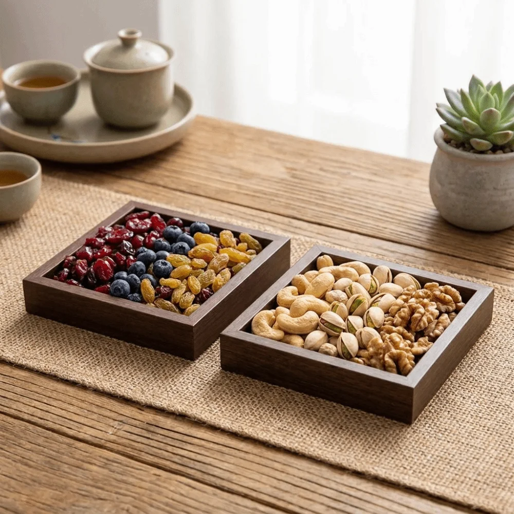 7Pcs/Set Rectangular Wooden Serving Tray Vintage Retro Display Tray Set Rustic Durable Nesting Multipurpose Trays Kitchen
