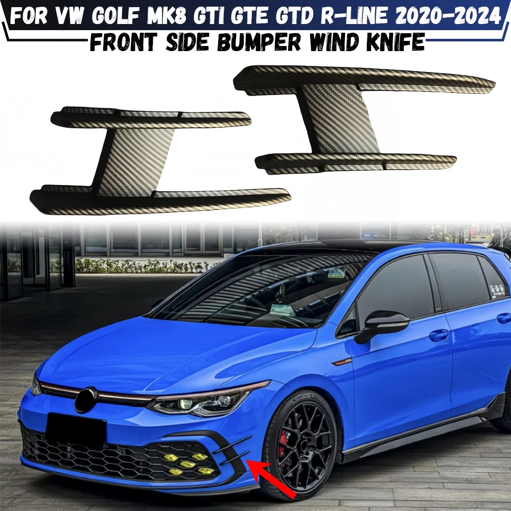 

Front Bumper Spoiler Splitter Trim Air Vent Blade Trim For Volkswagen VW Golf MK8 GTI GTE GTD R-Line 2020-2024