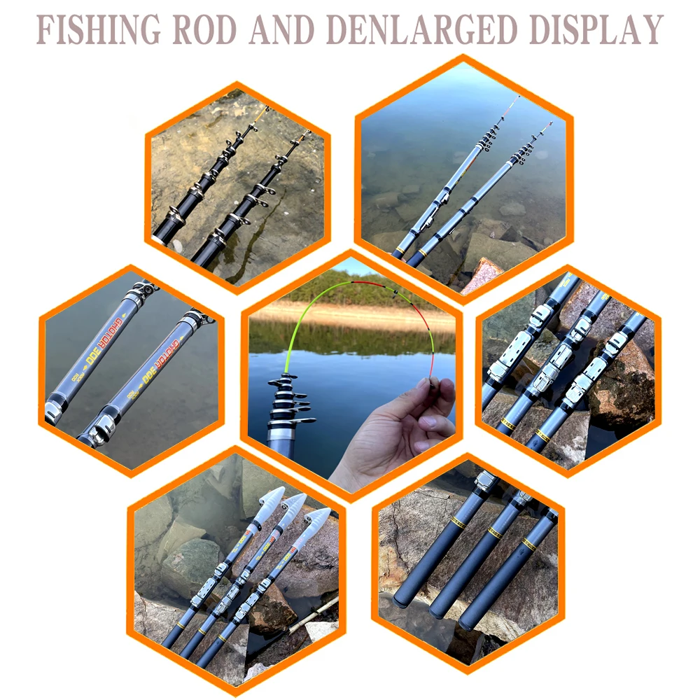 GHOTDA Portable Carbon Fiber Rocky Fishing Rod 1.5M 1.8M 2.1M 2.4M 2.7M 3M Super Hard Tone Mini Telescopic Rods for Boat Fishing