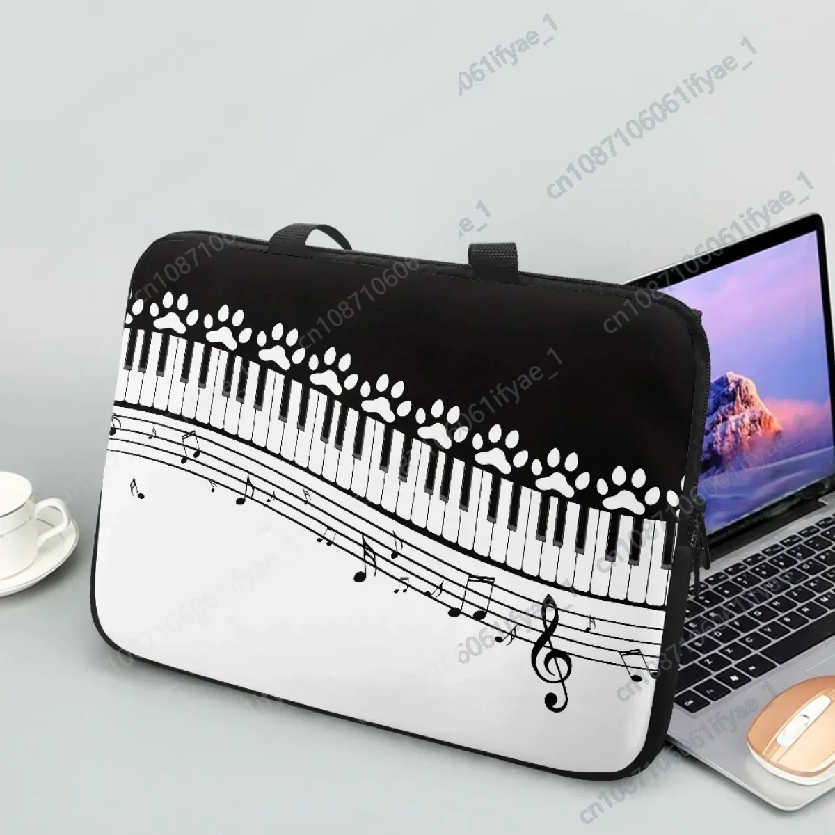 Tablet portátil universal Bag, Nota de música, Piano, Criativo, Dog Paw Design, Laptop Bag, Computador, PC Carry Case, Bolsa Capa, Viagem, 2024