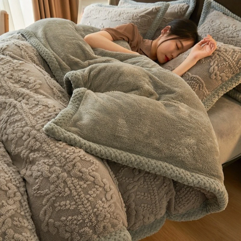 أغطية لحاف شتوية دافئة للغاية أغطية قطيفة قابلة للفصل تصميم سميك للفراش ليالي باردة سهلة الغسل Poszewka Na Koлаdrę #2