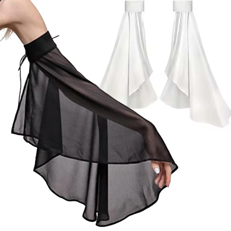 1 Paar Damen-Hochzeitskleid mit langen Tüllärmeln, Kostümzubehör, Sonnenschutz, abnehmbar, dekorativ, durchsichtig, Chiffon, Armabdeckungen, Handschuhe