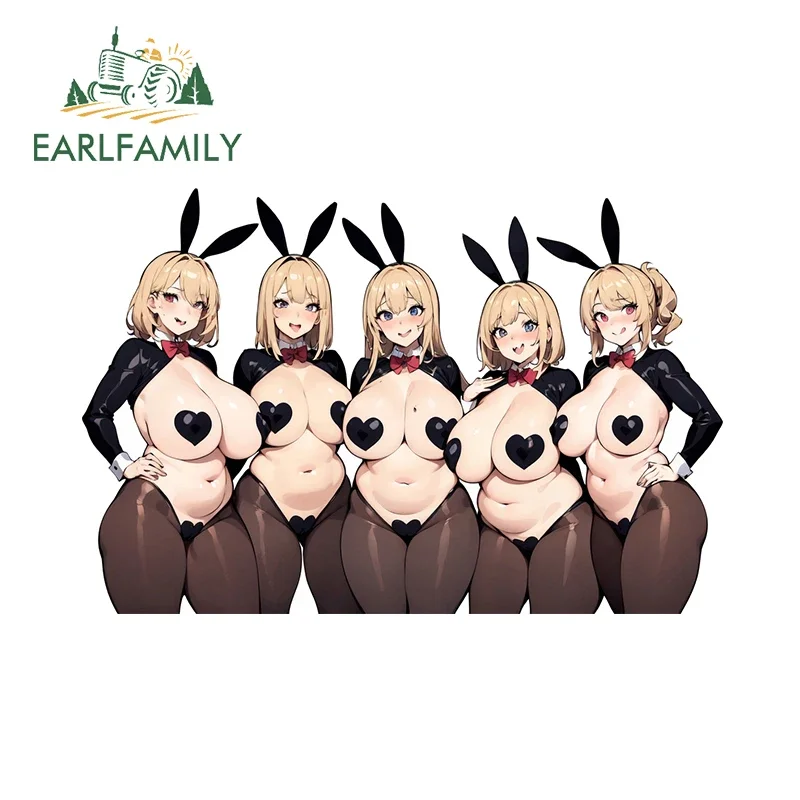 EARLFAMILY 13cm x 8.9cm Multiple Bunny Girls Waifu Car Stickers Hentai Breasts Against Thicc Decals Sunscreen Vinyl Accessories