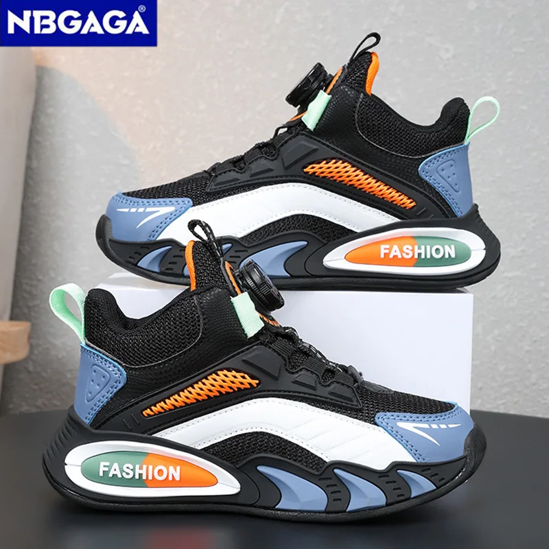 Black Boys Basketball Shoes Outdoor Casual Children Trainer Sport Tennis Shoes Non-slip Kids School Running Shoes