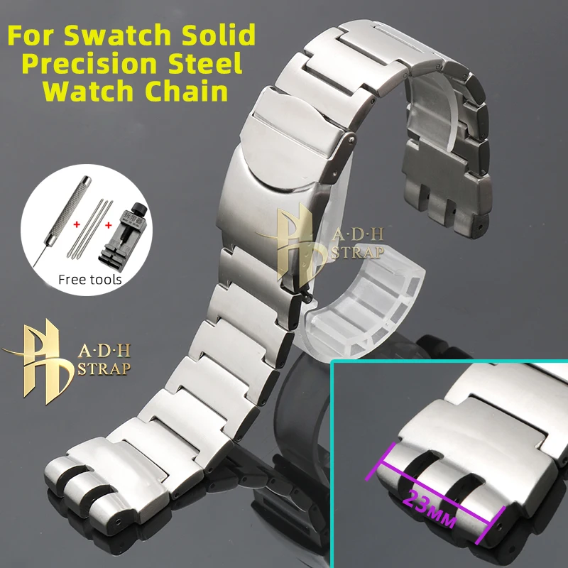 

High Quality Stainless Steel Watch Chain For Swatch YAS YCS YGS Metal Watch Strap Accessories 23mm Large Size for Men's Bracelet