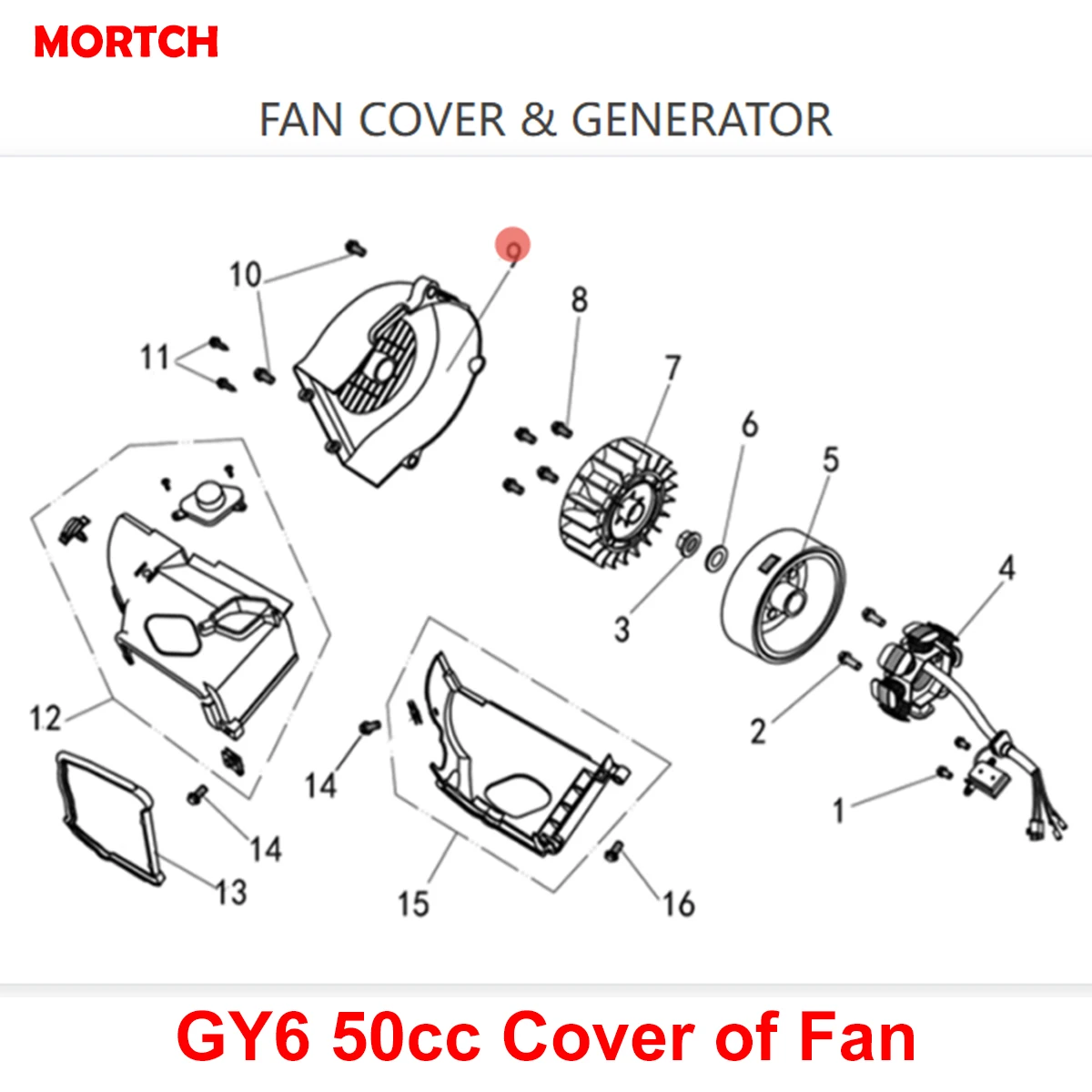 GY6 50cc Engine Fan Cover 50-4074 Replacement Accessory Compatible With 139QMB Motor Chinese 50cc Scooter Moped