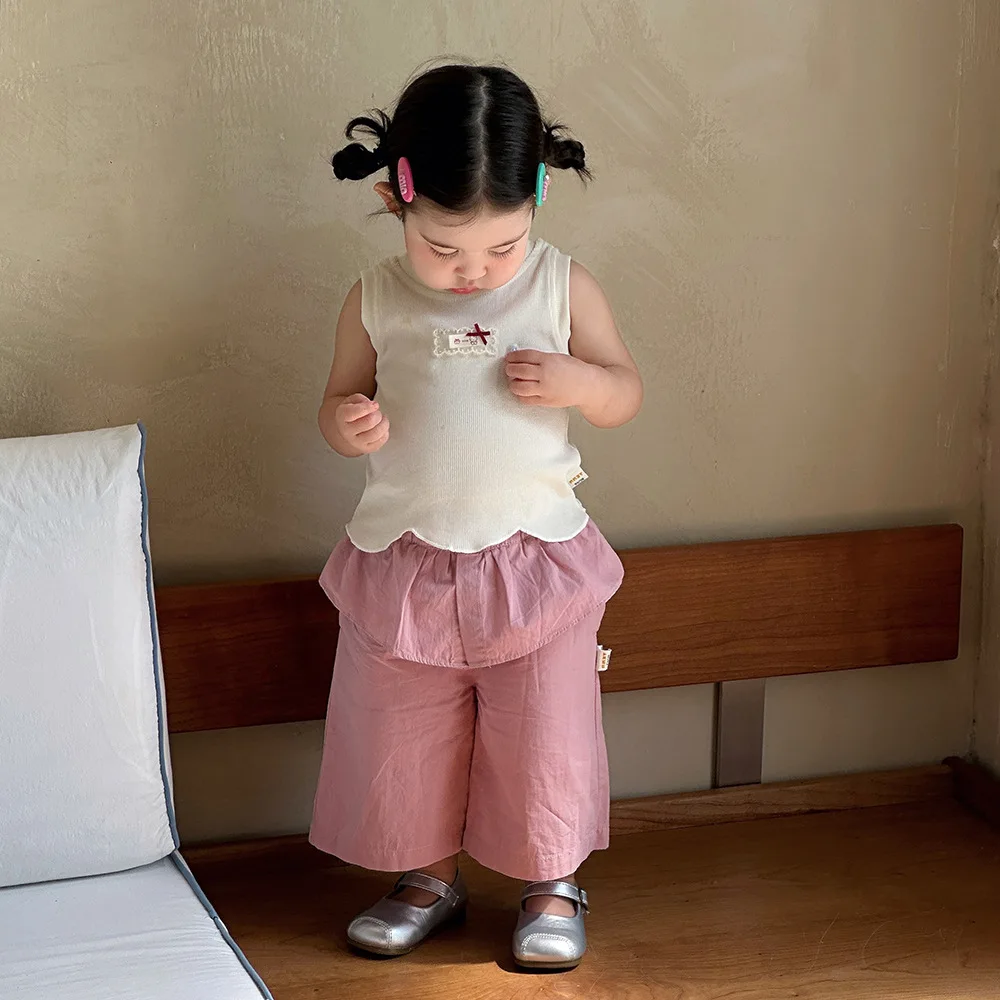 Baby Girls Knit Tank Tops 2026 New Summer Sleeveless Thin Breathable Soft Casual Vest Toddler Kids Daily Outdoor Wear 0-4Y