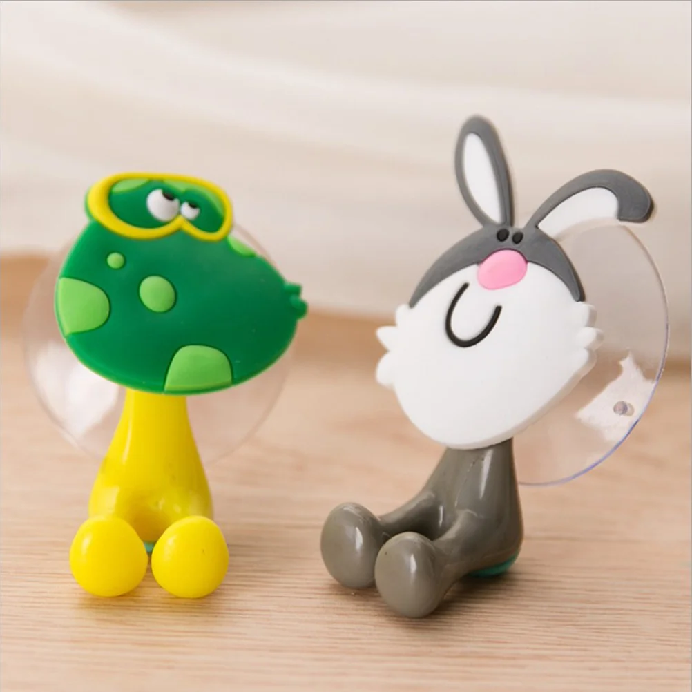 

4Pcs Cartoon Animal Toothbrush Holders Strong Suction Cup Bathroom Organizer for Glass Mirror Tile Wall Fridge