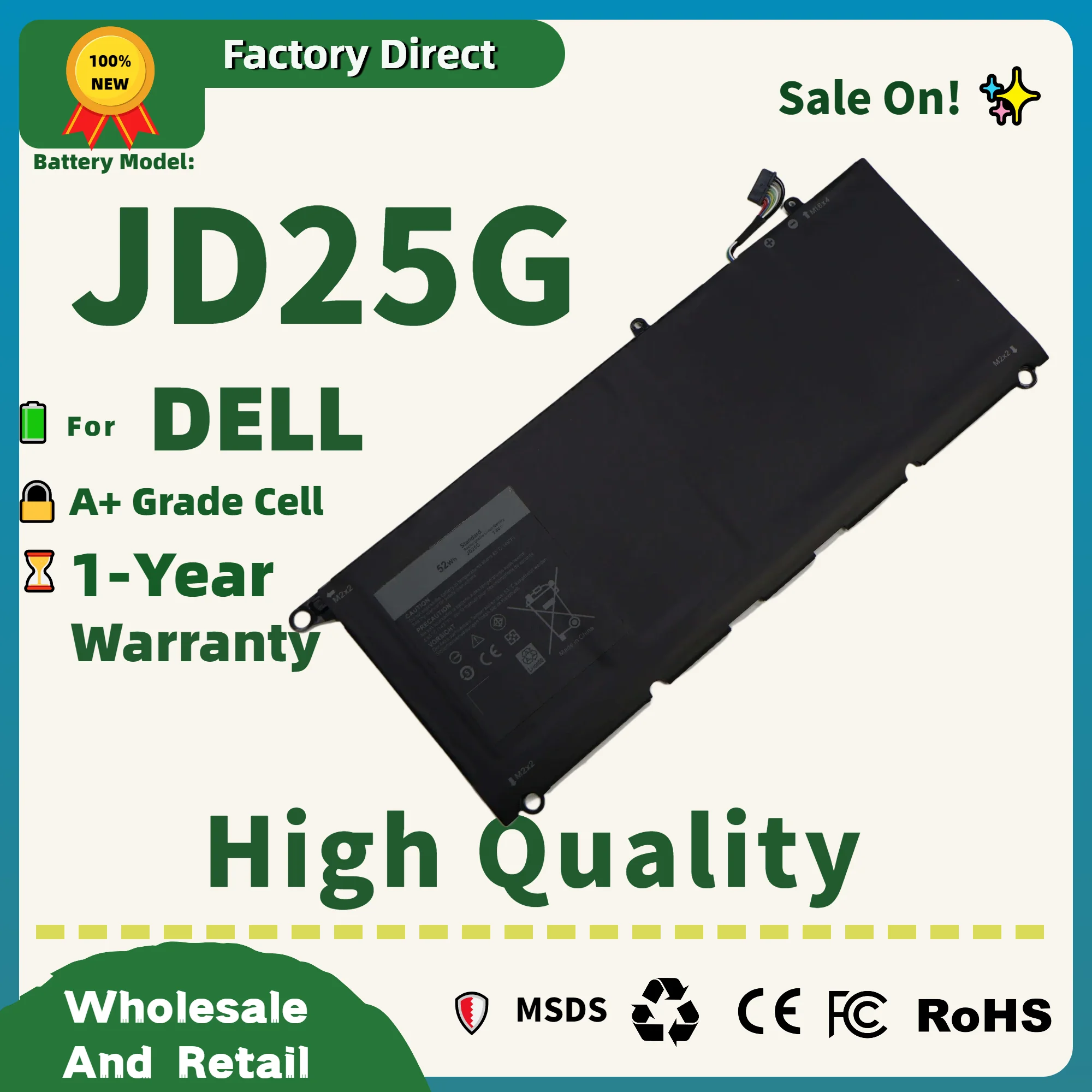 

Прямая продажа с фабрики! 90V7W JD25G JHXPY JD25G 090V7W Аккумулятор для ноутбука Dell XPS 13 9343 XPS13 9350 13D-9343 P54G 0N7T6 5K9CP RWT1R