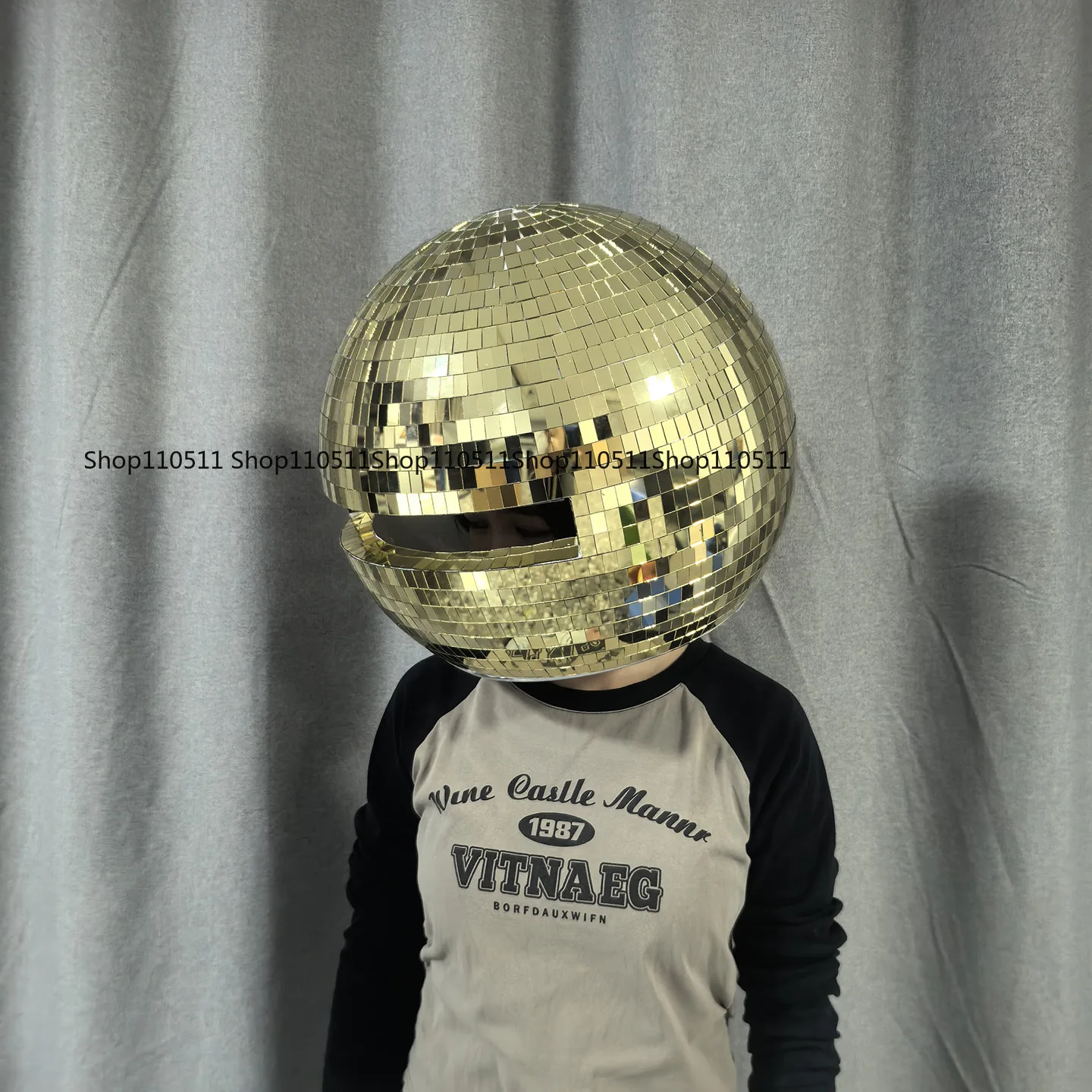 Mechanical Dance Mirror Round Helmet Mirror Man Clothing Reflective Lens Hood Mask Mirror Hat