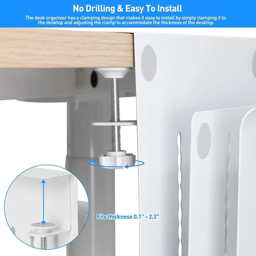 تخزين جانبي للمكتب تحت المكتب، حامل الكمبيوتر المحمول، منظم الملفات المعلق الجانبي، لا يوجد مشبك مثقاب على صينية إدارة الكابلات، عقد الكمبيوتر المحمول #3