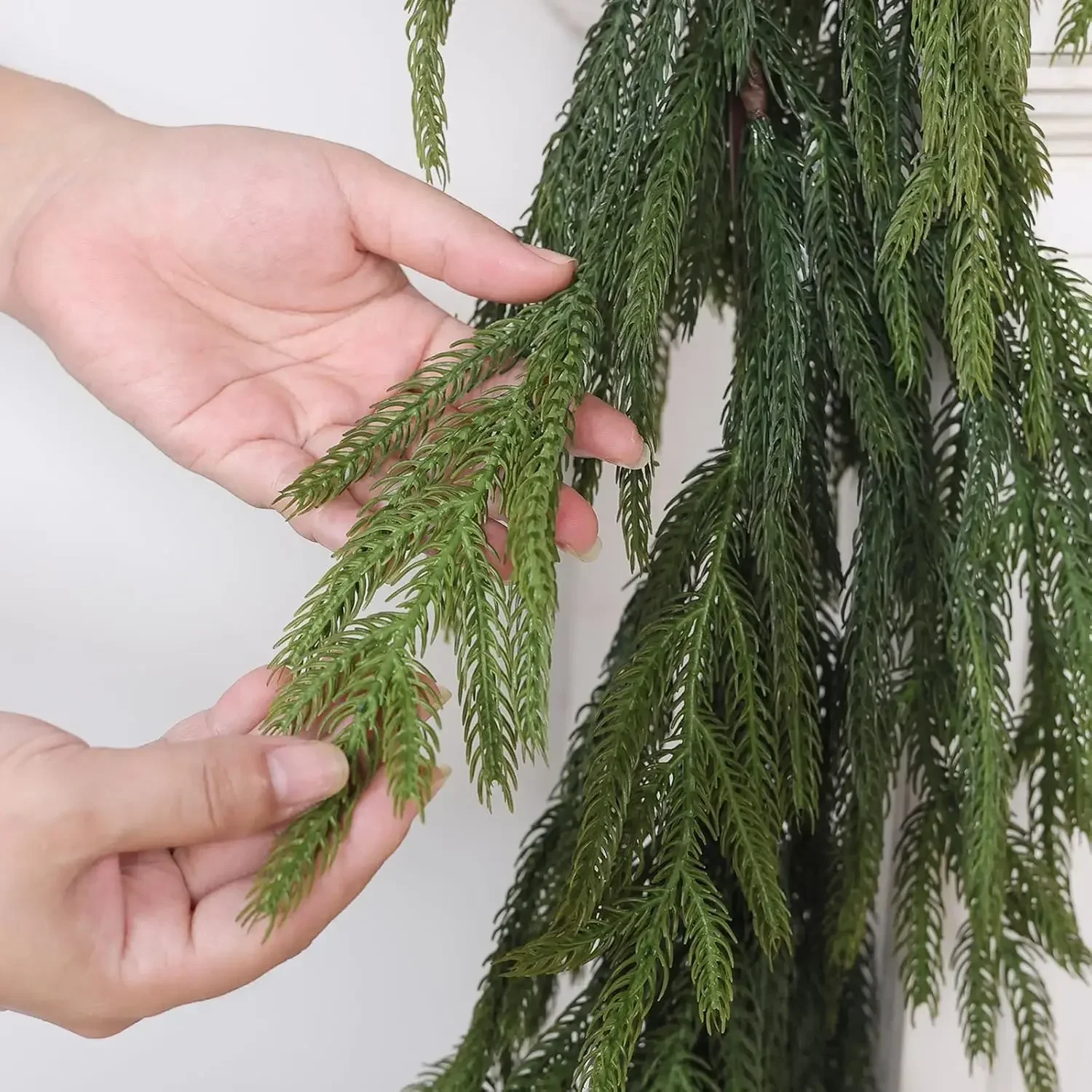 1,8 м 2,7 м настенные акценты, рождественские украшения, Norfolk Pine для мантии, камина, лестницы, перила, стол, передняя дверь, крыльцо, домашний декор