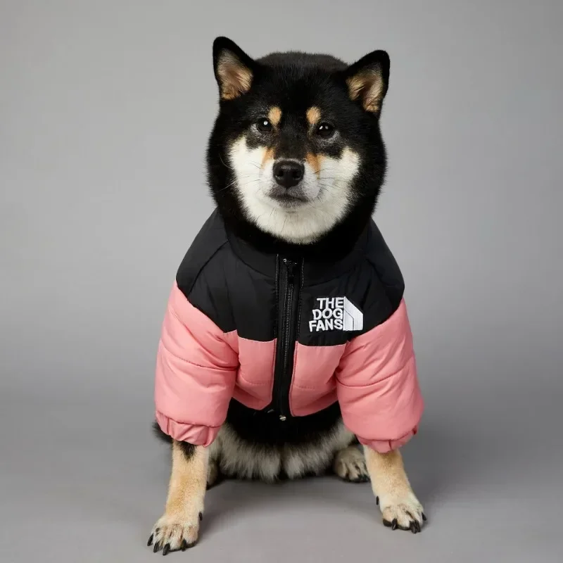 Dog Face Windproof and Rainproof Winter Coat Jacket for Large Dogs Winter Warm Rain Coat Dog Pet Cotton Clothing Rushing Coat