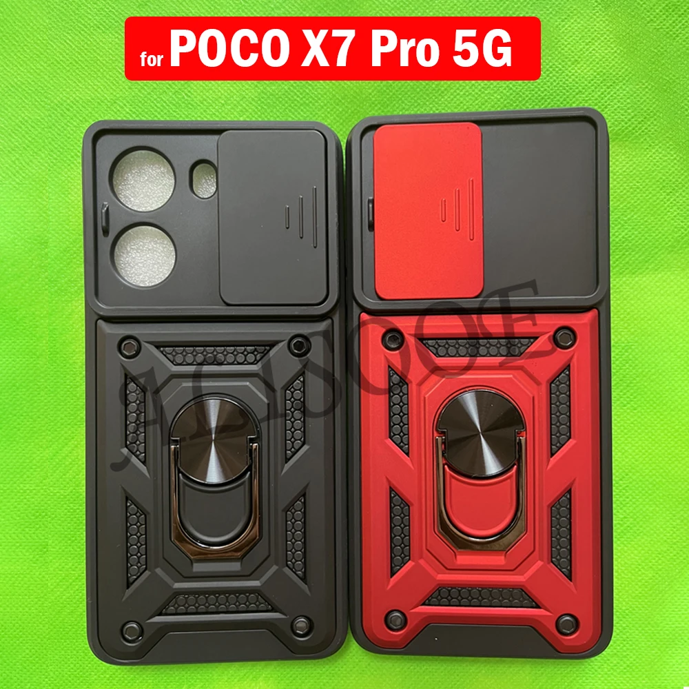 Rutsche Kamera Rüstung Capa Für POCO X7 Pro 5G Fall Drehen Ring Stehen Schutz Zurück Abdeckung für Xiaomi POCO X7 pro Stoßfest Funda