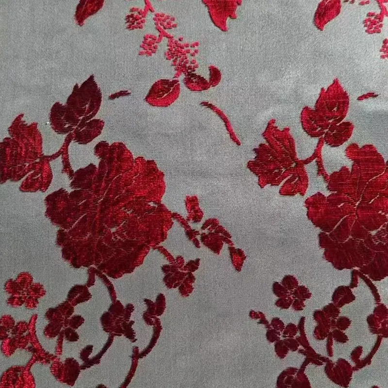 

Floral jacquard all-silk Zhangzhou velvet fabric new Chinese-style light luxury evening dress