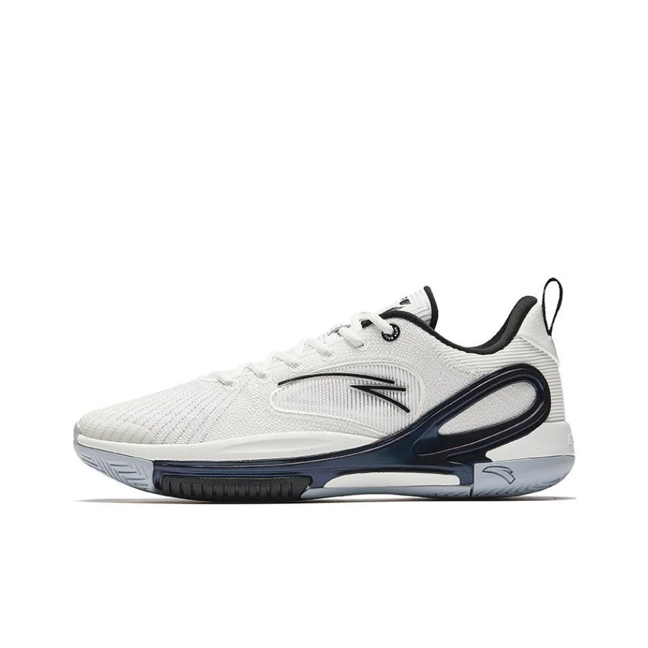 Anta Slip Resistant And Abrasion Resistant Coverage Low top Air Cushion Basketball Shoes Men's White Black 112521605-1