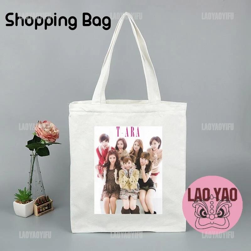 Tara Tote Bags for Student K-pop Girl borsa con nome personalizzato T-ara Gifi Totebag donna Shopper Shopping estetica donna tela di stoffa