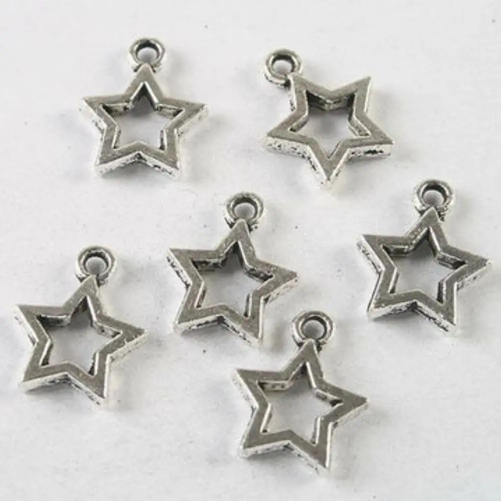 Cinco Pontas Estrela Colar Pingente e Pulseira Encantos, Acessórios Colar, 15x12.3mm, 20Pcs, H3747