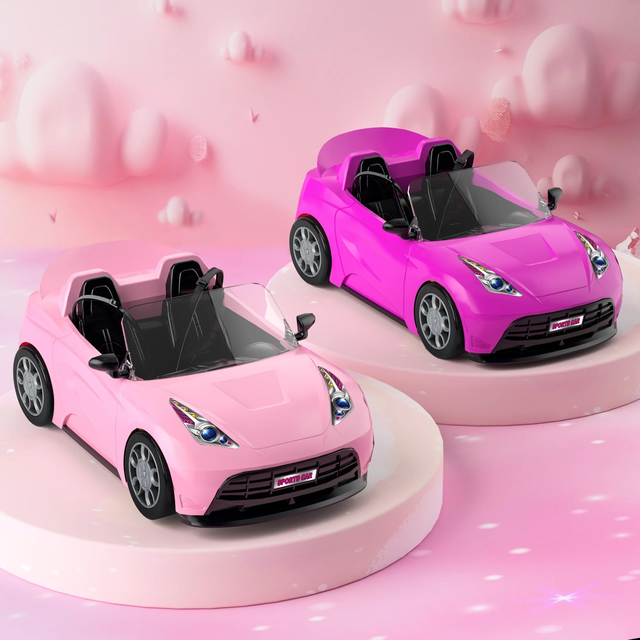 Sports Car Model - Fits 11.5 Inch Doll Accessories-Princess Doll Sports Car Model With Seat Belt And Roller