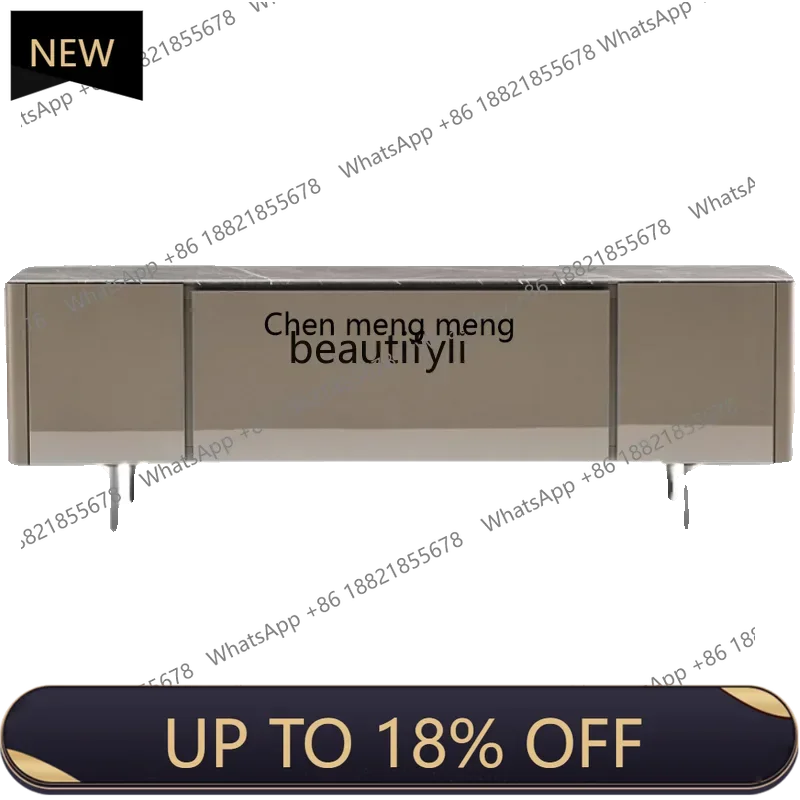 

P178 Italian TV Cabinet Solid Wood Paint Floor Cabinet Stone Plate Stainless Steel Storage Model Room