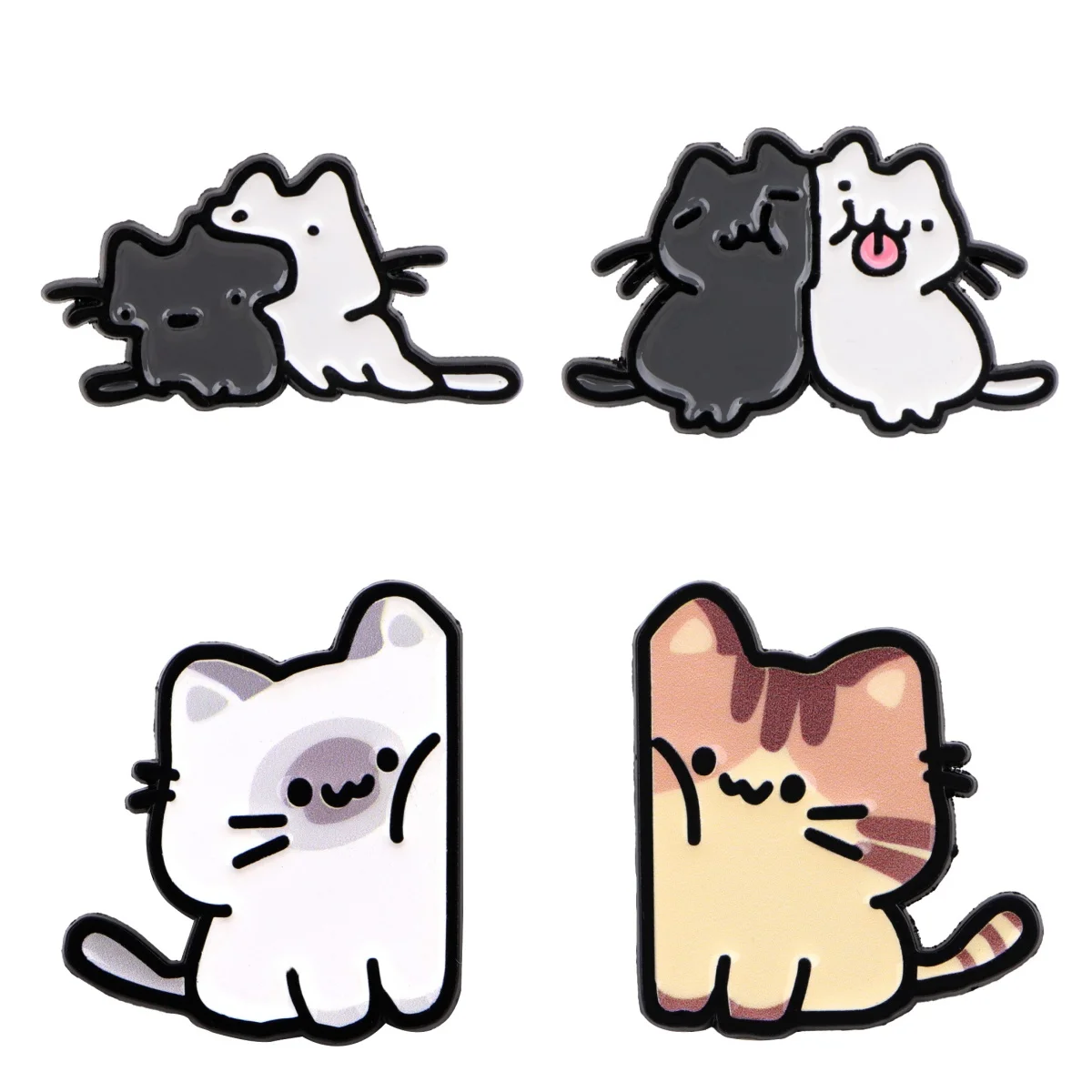 

4pcs Cute Couple Cat Animal Enamel Pins Cartoon Lapel Pin Badge on Backpack Clothing Accessories Fashion Jewelry Gifts