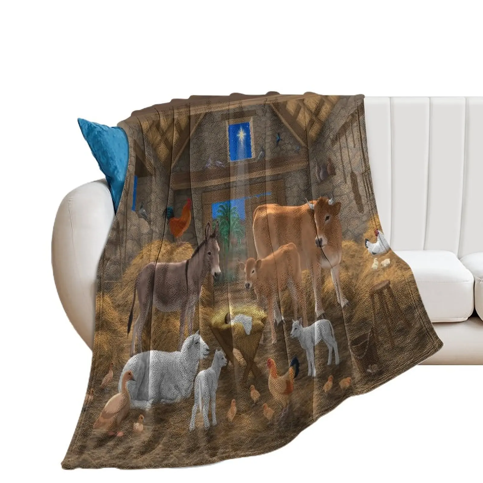 

Baby Jesus In Manger Christmas Nativity Scene Throw Blanket Blankets For Sofas Luxury Designer Blankets